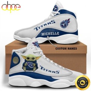 Baby Yoda Hug Tennessee Titans Personalized Name Air Jordan 13 Shoes