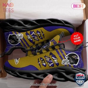 Baltimore Ravens Cracked Custom Name Max Soul Shoes