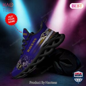 Baltimore Ravens Custom Name Black Mix Violet Max Soul Shoes