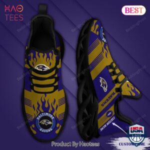 Baltimore Ravens Custom Name Violet Mix Gold Max Soul Shoes