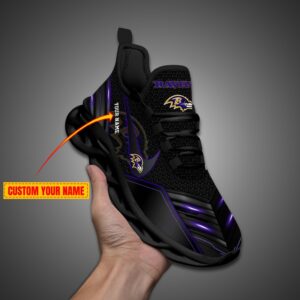 Baltimore Ravens Personalized NFL Neon Light Max Soul Shoes