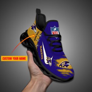 Baltimore Ravens Personalized Ripped Design NFL Max Soul Shoes