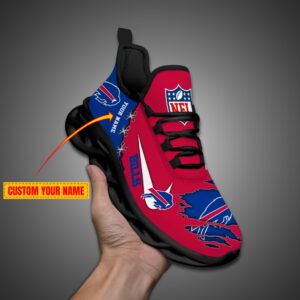 Buffalo Bills Personalized Ripped Design NFL Max Soul Shoes