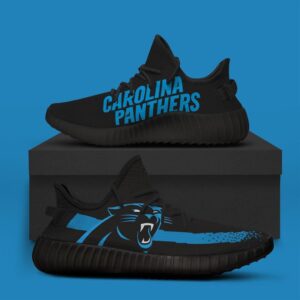 Carolina Panthers Black Runing Yeezy Shoes Sport Sneakers