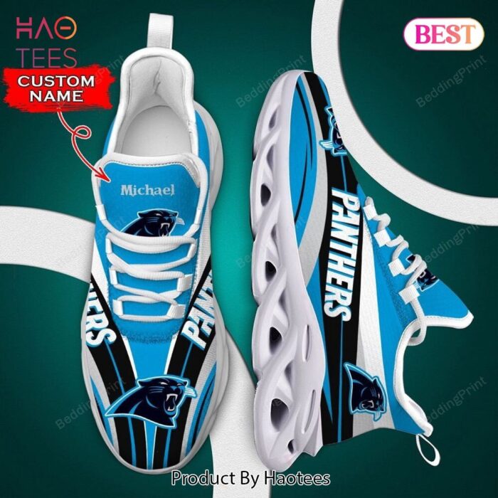 Carolina Panthers NFL Blue Mix Black Custom Name Max Soul Shoes