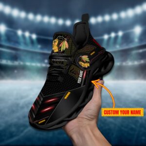 Chicago Blackhawks Personalized NHL Sport Black Max Soul Shoes