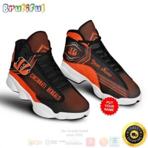 Cincinnati Bengals NFL Custom Name Air Jordan 13 Shoes 3
