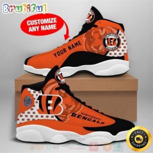 Cincinnati Bengals NFL Football Team Custom Name Air Jordan 13 Shoes