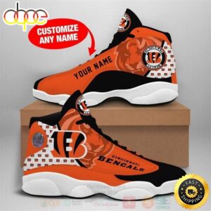 Cincinnati Bengals NFL Football Team Custom Name Air Jordan 13 Shoes
