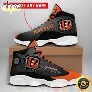 Cincinnati Bengals NFL Football Team Custom Name Orange Air Jordan 13 Shoes