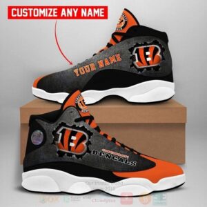 Cincinnati Bengals Nfl Football Team Custom Name Orange Air Jordan 13 Shoes
