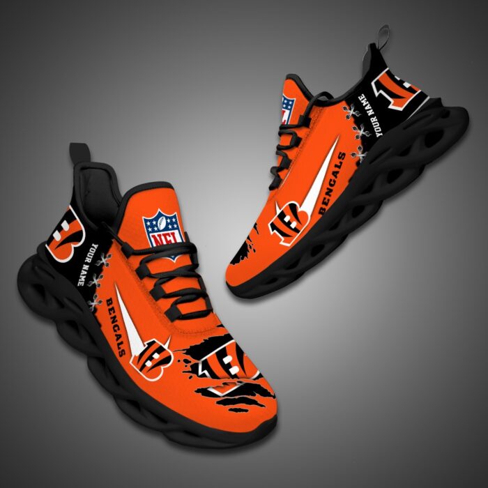Cincinnati Bengals Personalized Ripped Design NFL Max Soul Shoes