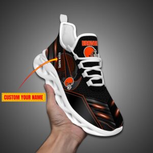 Cleveland Browns Personalized NFL Neon Light Max Soul Shoes