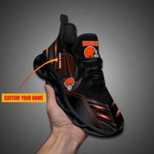 Cleveland Browns Personalized NFL Neon Light Max Soul Shoes