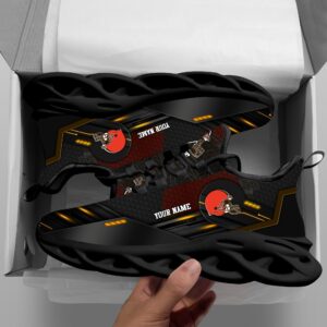 Cleveland Browns Personalized NFL Sport Black Max Soul Shoes