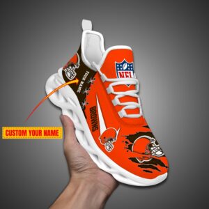Cleveland Browns Personalized Ripped Design NFL Max Soul Shoes