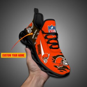 Cleveland Browns Personalized Ripped Design NFL Max Soul Shoes