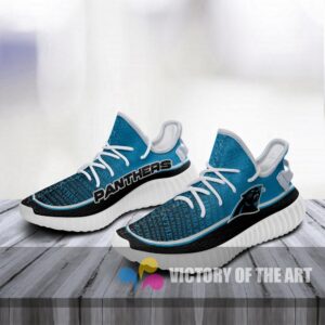Colorful Line Words Carolina Panthers Yeezy Shoes