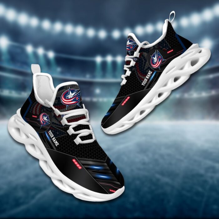 Columbus Blue Jackets Personalized NHL Sport Black Max Soul Shoes