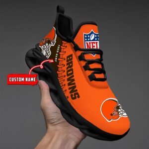 Custom Name Cleveland Browns Max Soul Shoes