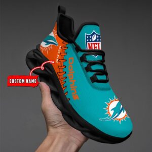 Custom Name Miami Dolphins Max Soul Shoes