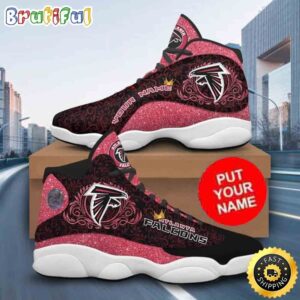 Custom Name NFL Atlanta Falcons Glitter Air Jordan 13 Shoes Printed Logo JD 13