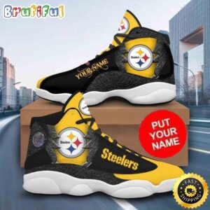 Custom Name NFL Pittsburgh Steelers Logo Design Air Jordan 13 Shoes Printed Logo JD 13