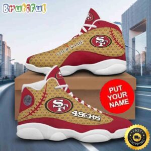 Custom Name NFL San Francisco 49ers Logo Pattern Air Jordan 13 Shoes Printed Logo JD 13