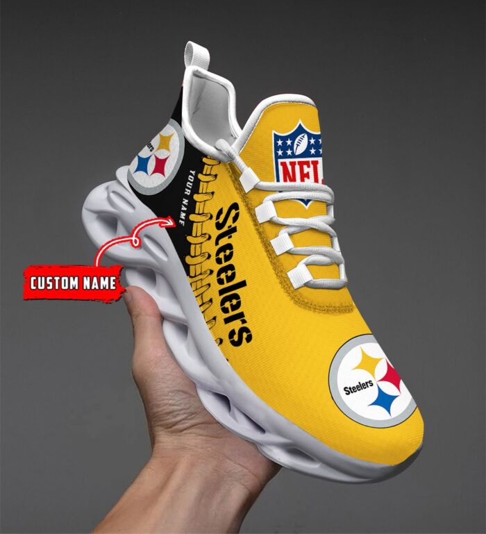Custom Name Pittsburgh Steelers Max Soul Shoes