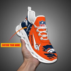 Denver Broncos Personalized Ripped Design NFL Max Soul Shoes