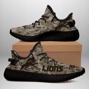 Detroit Lions US Military Camouflage Unisex Sneaker Football Custom Shoes Detroit Lions Yeezy Boost