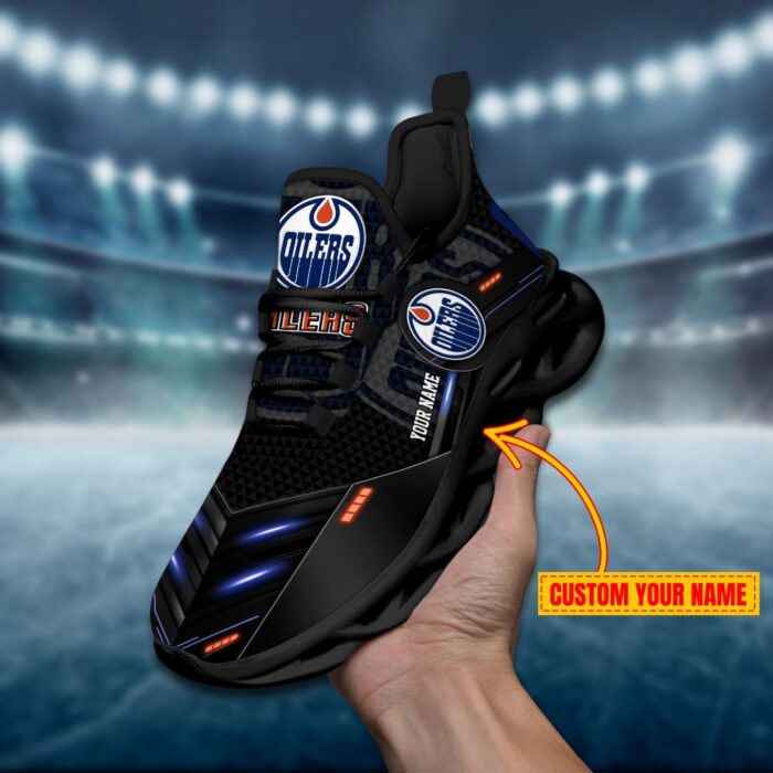 Edmonton Oilers Personalized NHL Sport Black Max Soul Shoes