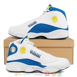 Golden State Warriors Nba Team White Blue Air Jordan 13 Shoes