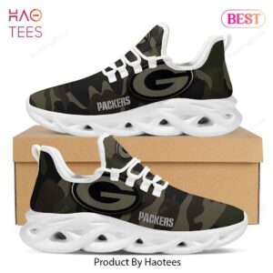 Green Bay Packers Camo Camouflage Design Black Max Soul Shoes
