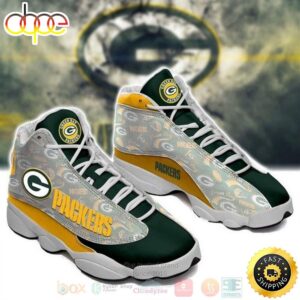 Green Bay Packers NFL Team Green Yellow Air Jordan 13 Shoes