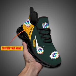 Green Bay Packers Personalized Pride Month Luxury NFL Max Soul Shoes Ver 2