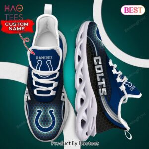 Indianapolis Colts NFL Black Mix Blue Custom Name Max Soul Shoes