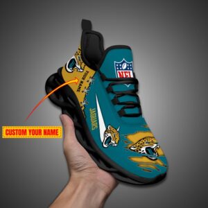 Jacksonville Jaguars Personalized Ripped Design NFL Max Soul Shoes