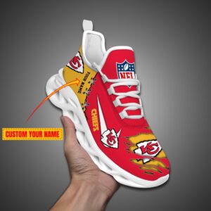 Kansas City Chiefs Personalized Ripped Design NFL Max Soul Shoes