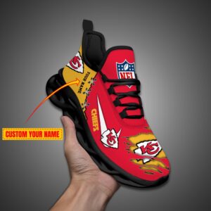 Kansas City Chiefs Personalized Ripped Design NFL Max Soul Shoes