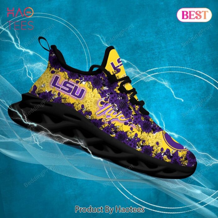 LSU Tigers NCAA Gold Mix Violer Flower Max Soul Shoes