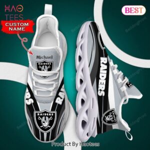 Las Vegas Raiders NFL Black Grey Custom Name Max Soul Shoes