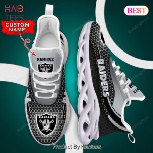Las Vegas Raiders NFL Black Mix Grey Custom Name Max Soul Shoes