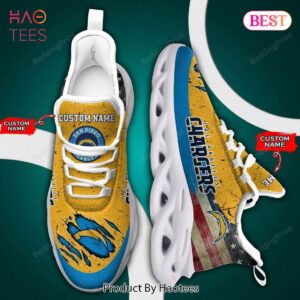 Los Angeles Chargers NFL Personalized Blue Mix Gold Max Soul Shoes
