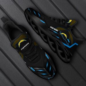 Los Angeles Chargers Personalized NFL Sport Black Max Soul Shoes