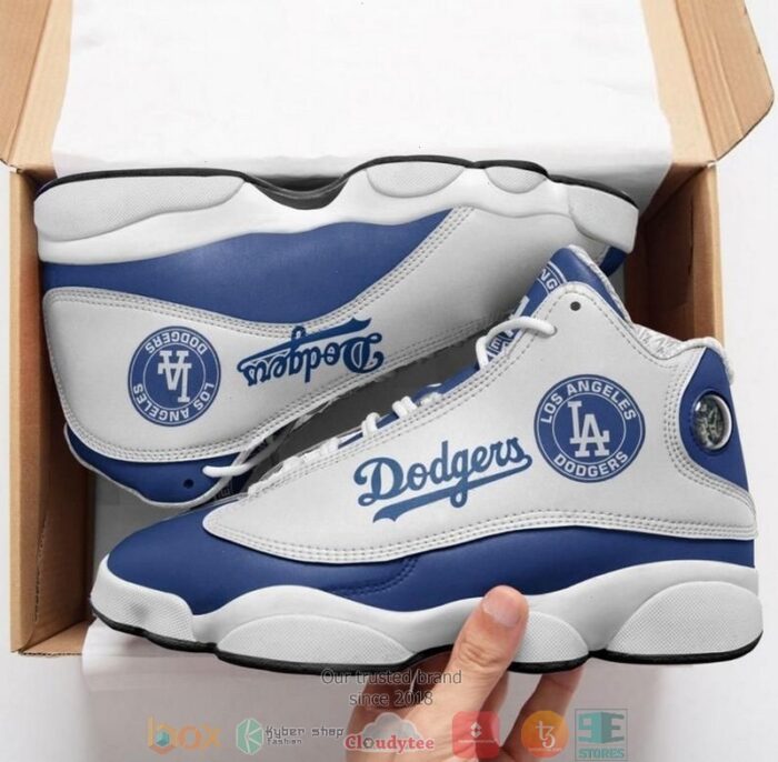 Los Angeles Dodgers Mlb Big Logo Football Team Air Jordan 13 Sneaker Shoes