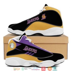 Los Angeles Lakers Nba Football Team Air Jordan 13 Sneaker Shoes