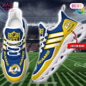 Los Angeles Rams Personalized Blue Mix Gold Max Soul Shoes