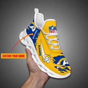 Los Angeles Rams Personalized Ripped Design NFL Max Soul Shoes