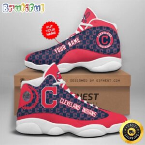 MLB Cleveland Indians Custom Name Air Jordan 13 Shoes V1